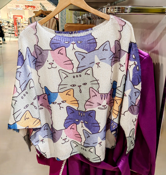 Pullover mit Katzen-print