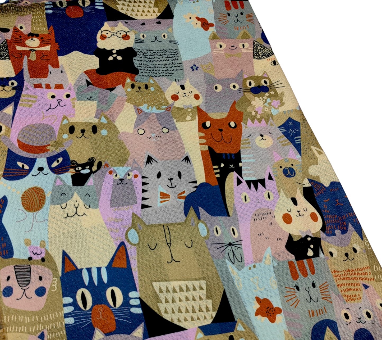 Doppelseitiger Schal mit Katzen-Muster