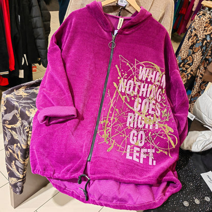 Cordjacke mit text-Motiv