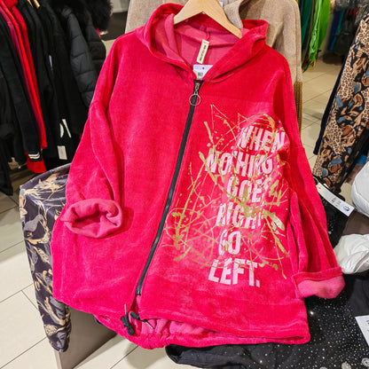 Cordjacke mit text-Motiv