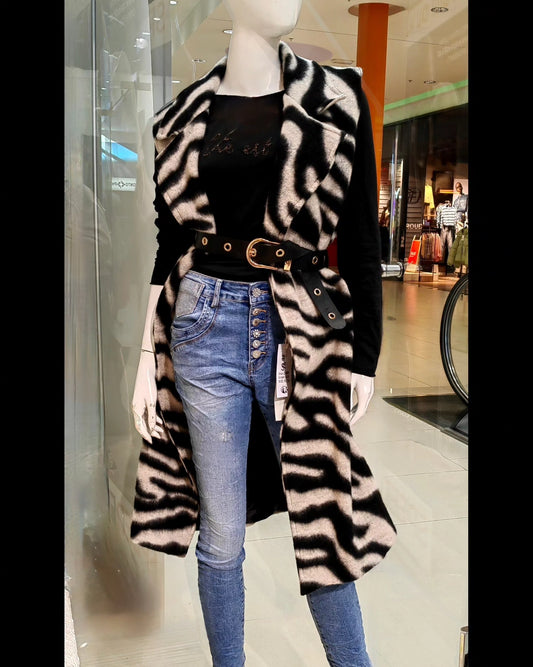 Langes Gilet mit animalprint