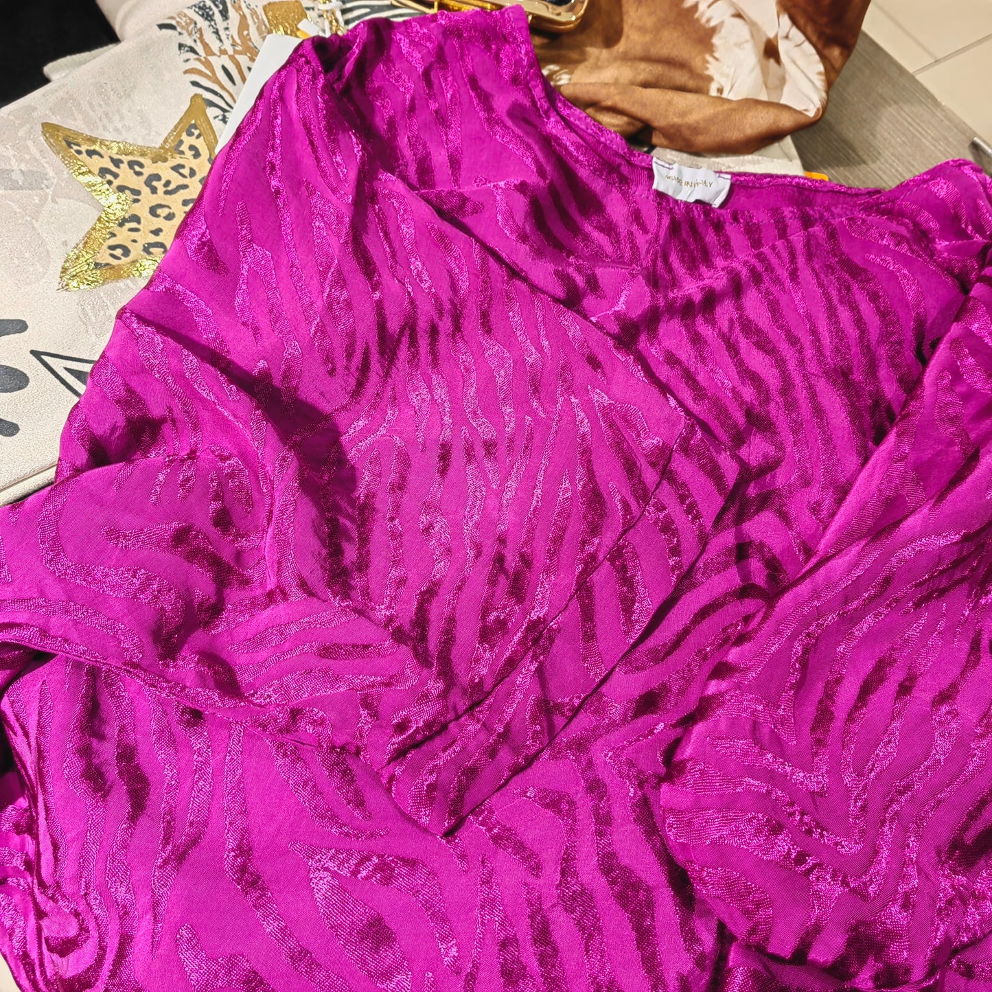 Viskose Bluse in Magenta , getigert