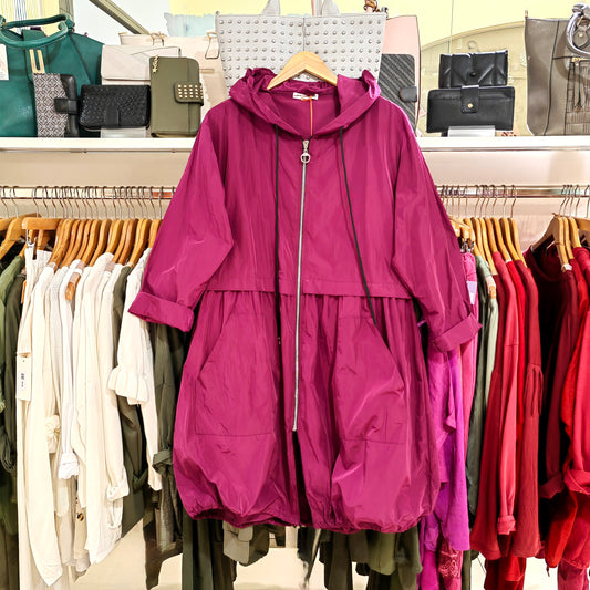 Dünne lange Jacke in Magenta