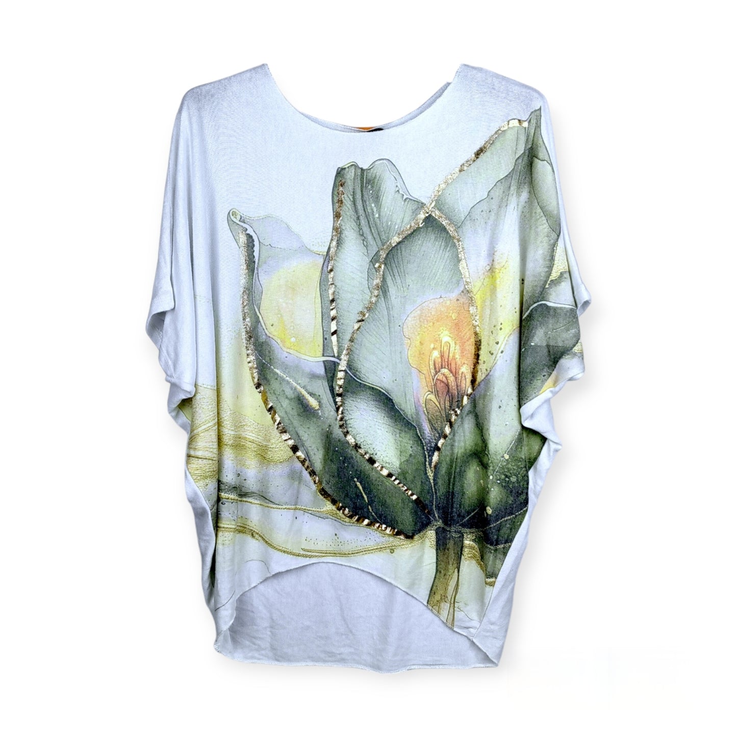 Viskose Shirt mit Blumen Motiv