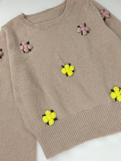 Strickpullover mit Blumen - VALENTINA